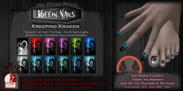 Dark Passions - Koffin Nails - Kreeping Kraken - L$80 - 20% off!